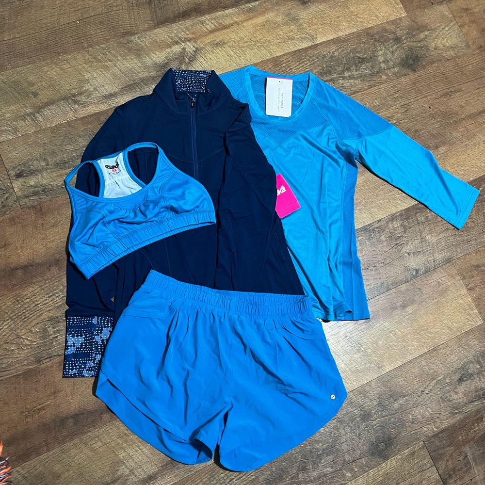 Ryka Blue and Navy Long Sleeve Top and Activewear Set